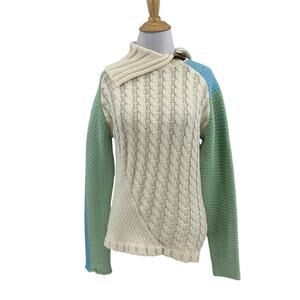 Obermeyer Sweater Women S Small Colorblock Contrast Cable Knit Long Sleeve